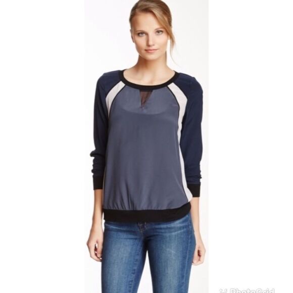 Rebecca Taylor Color block 100% Silk Blouse - Picture 1 of 9